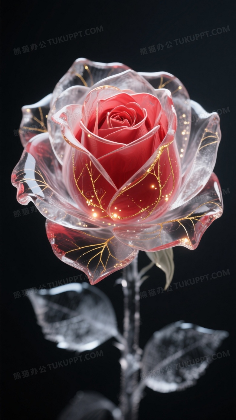 冰做成的玫瑰冰花红色