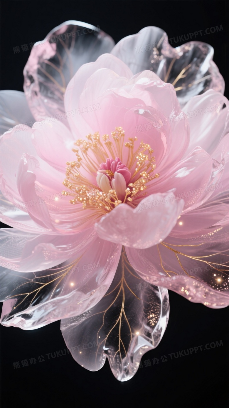 冰做成的牧丹冰花粉色