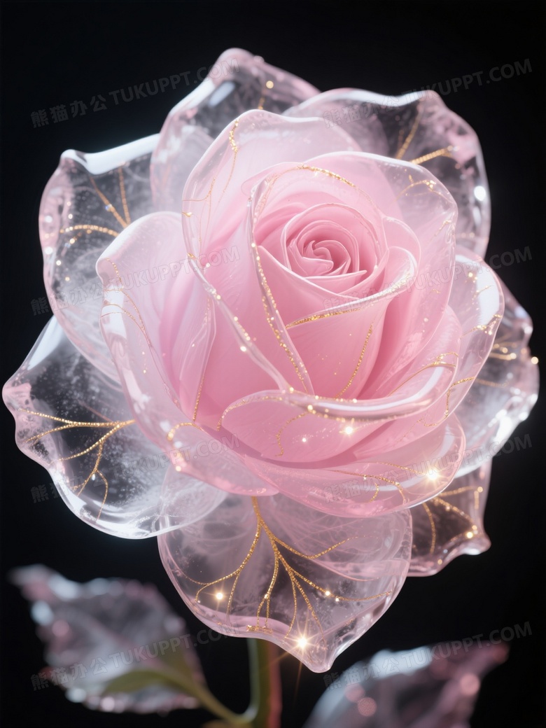 冰做成的玫瑰冰花粉色