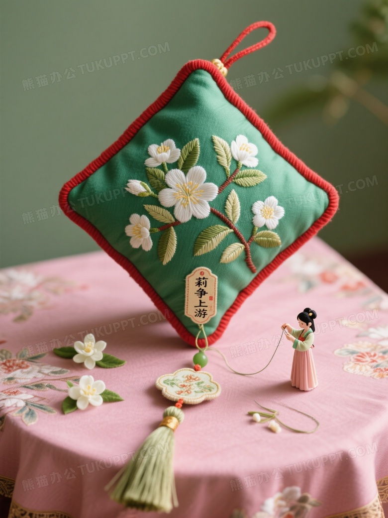 一个巨大精致传统刺绣工艺的香囊