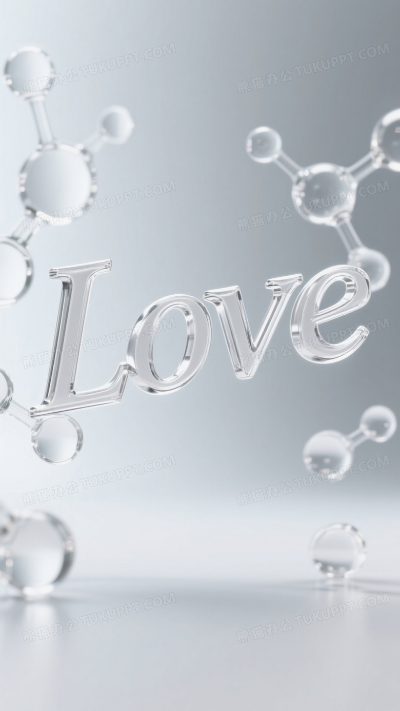 一个漂浮在空中的3D玻璃文字