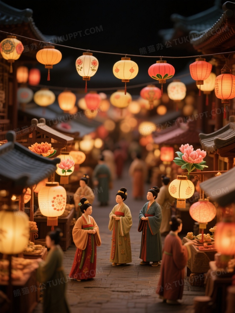 微缩摄影大唐盛世花灯集市