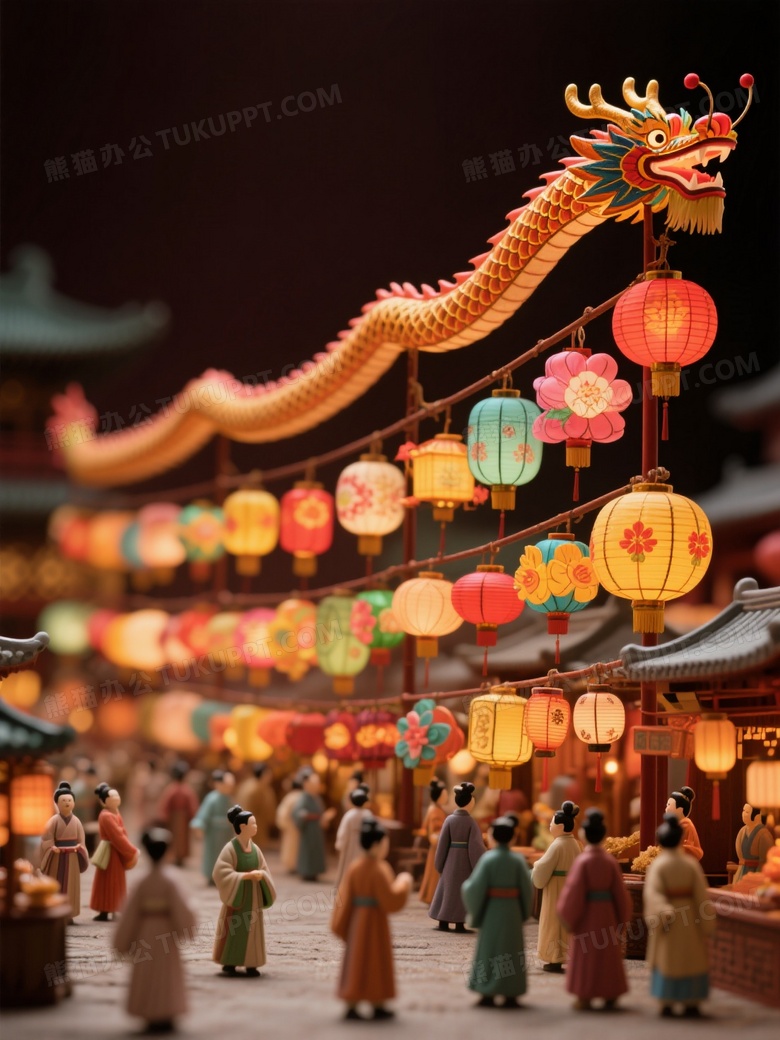 微缩摄影花灯集市感大唐盛世