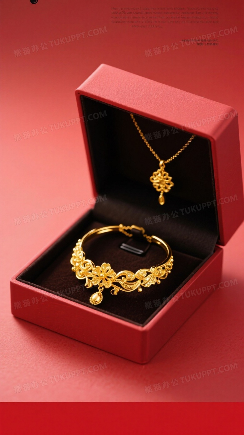 海报设计高档盒子里装着黄金首饰