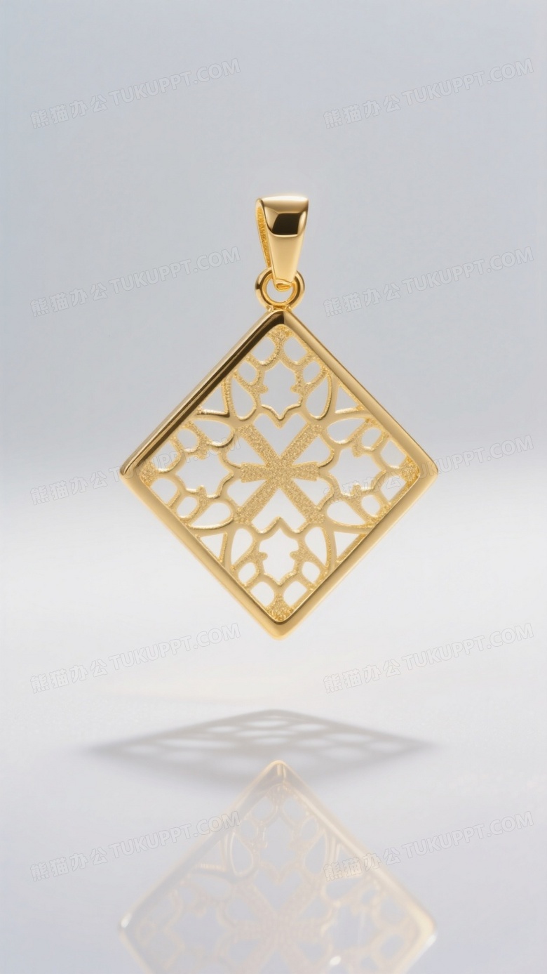 几何镂空黄金吊坠悬空拍摄