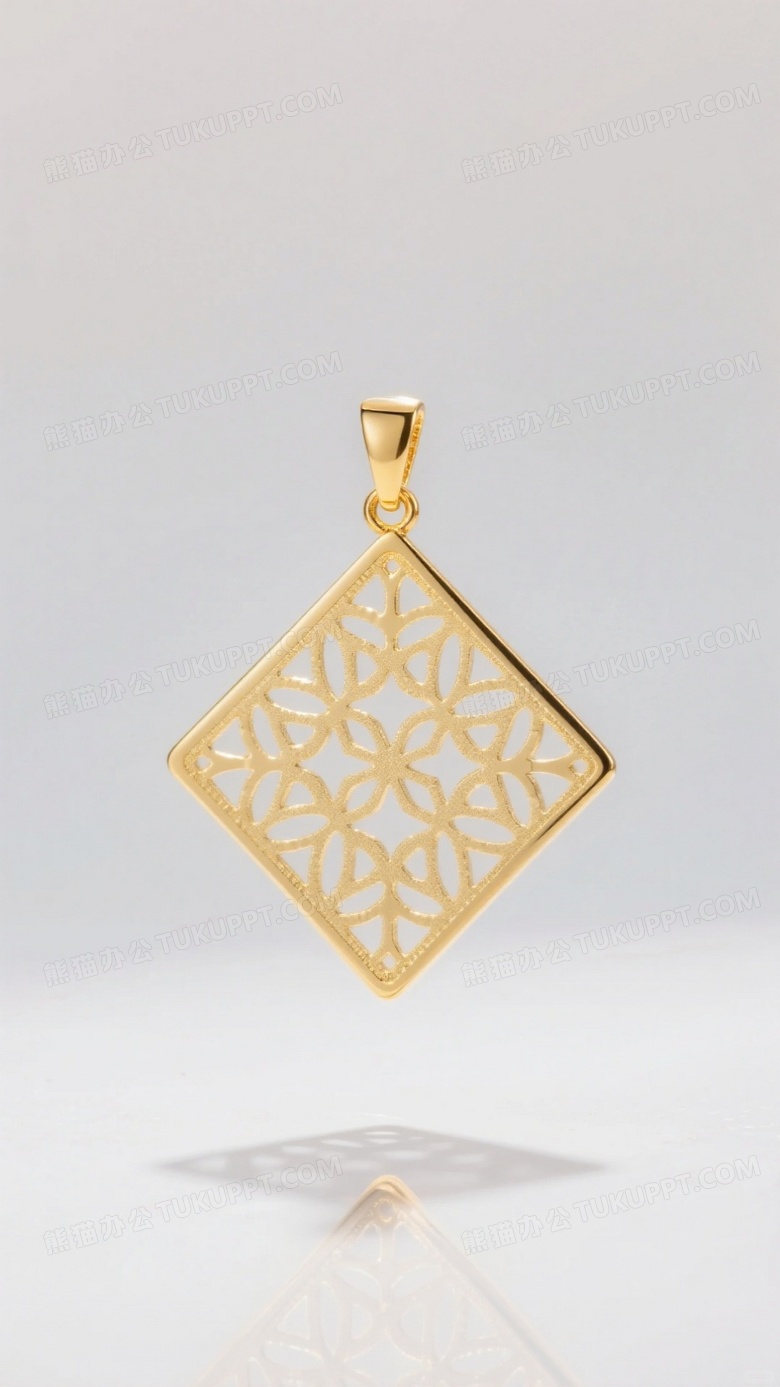 几何镂空黄金吊坠悬空拍摄