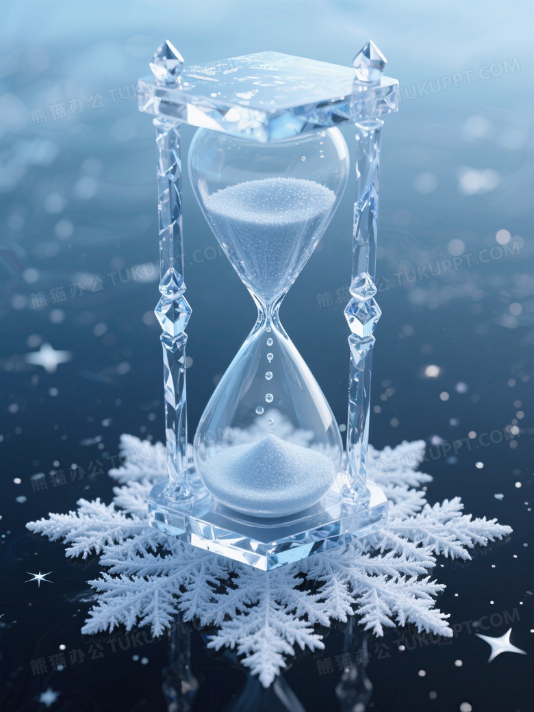 永恒冰晶沙漏棱柱形冰粒下落时融化成水