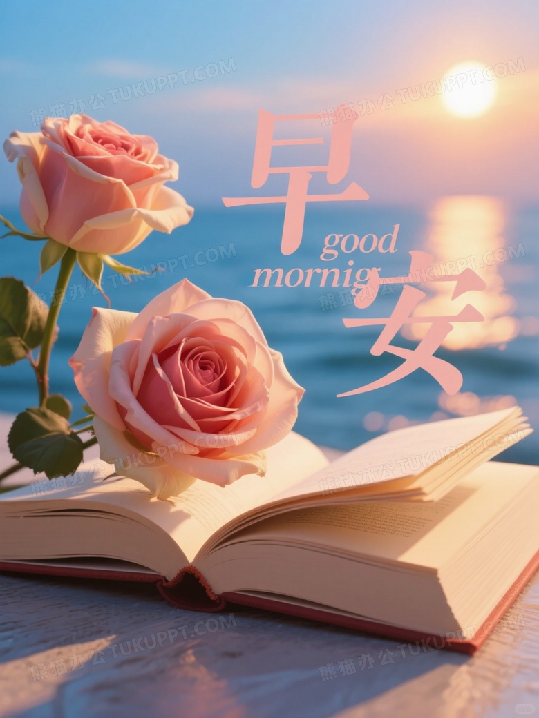 夕阳玫瑰花书本绝美光线