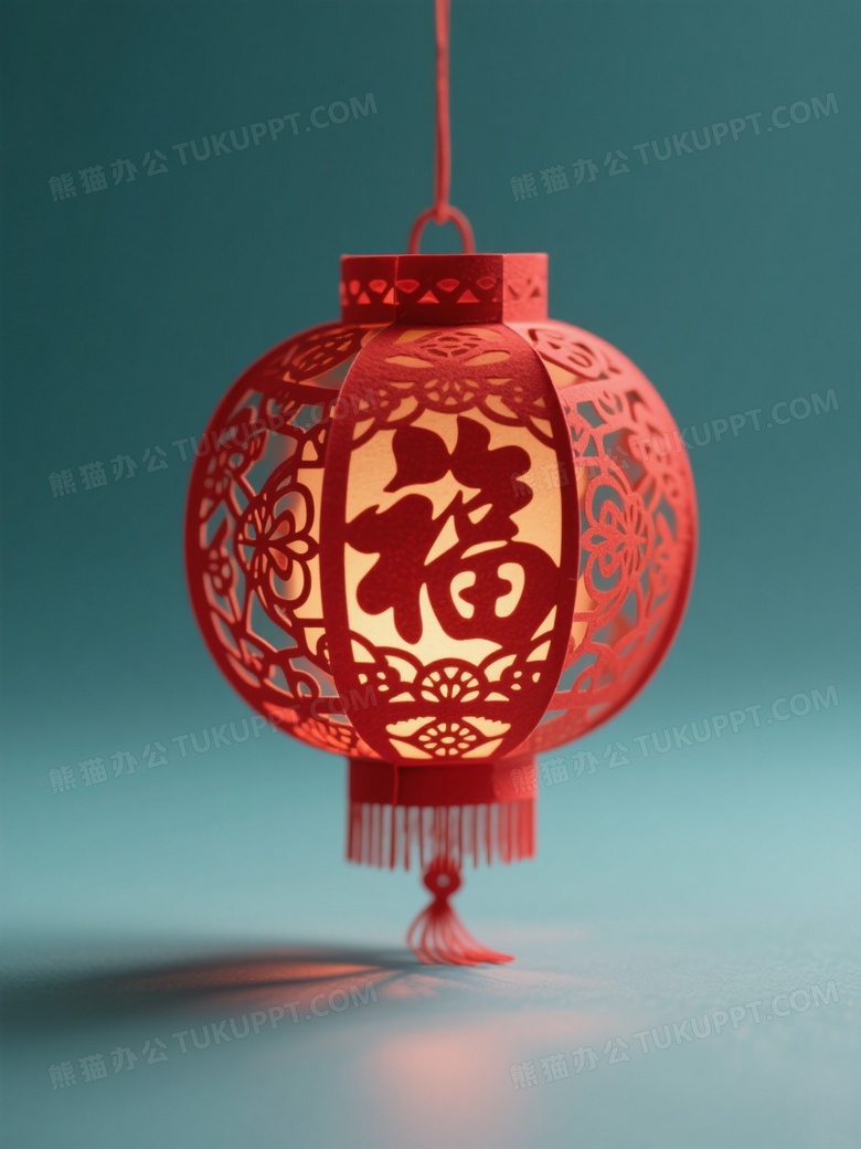 微缩摄影中国剪纸灯笼