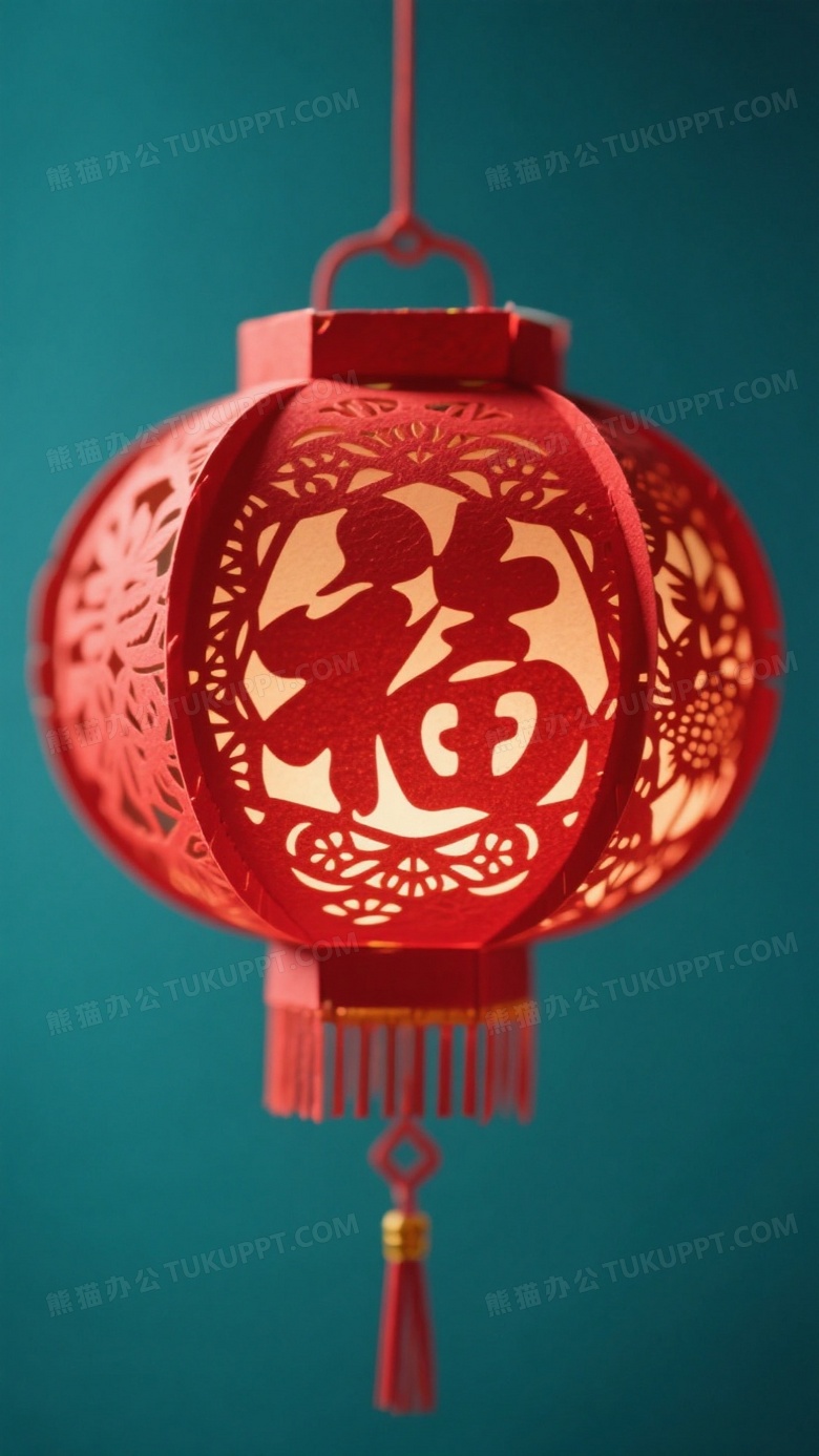 微缩摄影中国剪纸灯笼