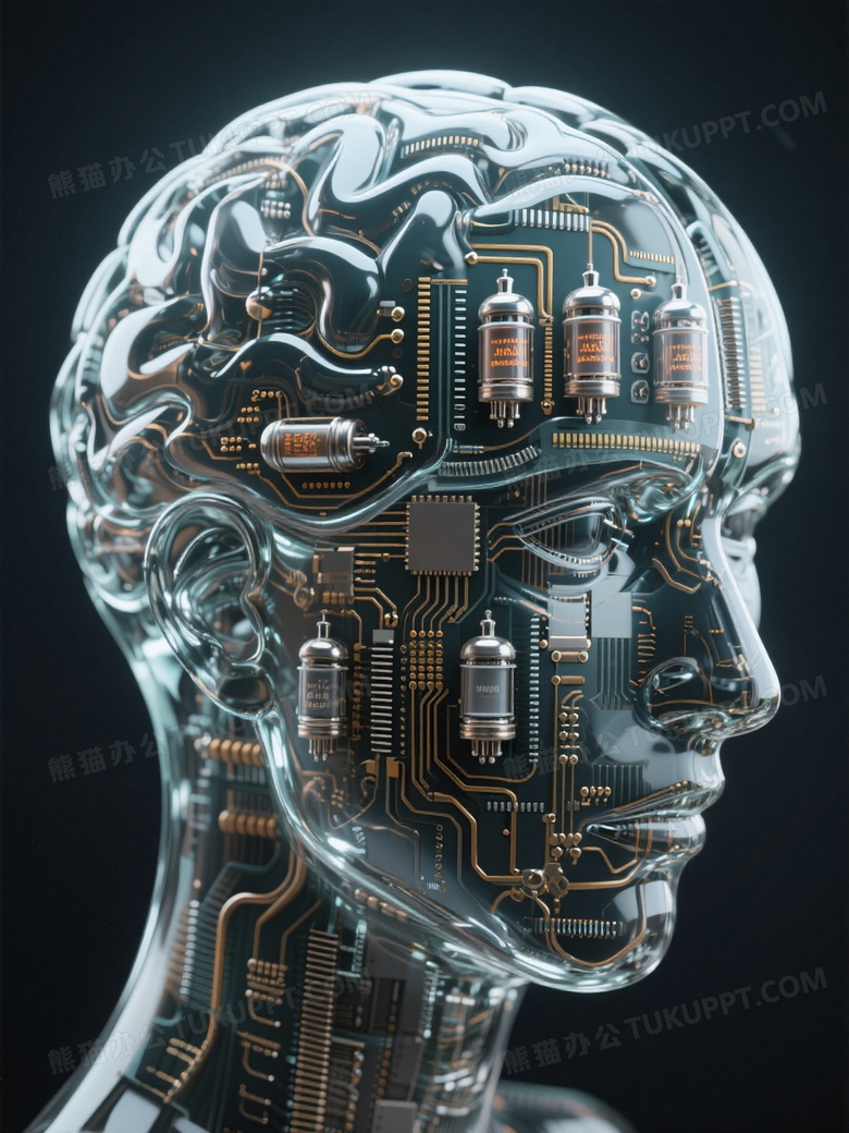 超现实主义的画面透明玻璃的人类大脑