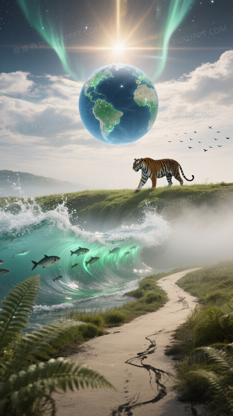 广角仰视视角展现生态复苏奇迹与超现实主义极简构图