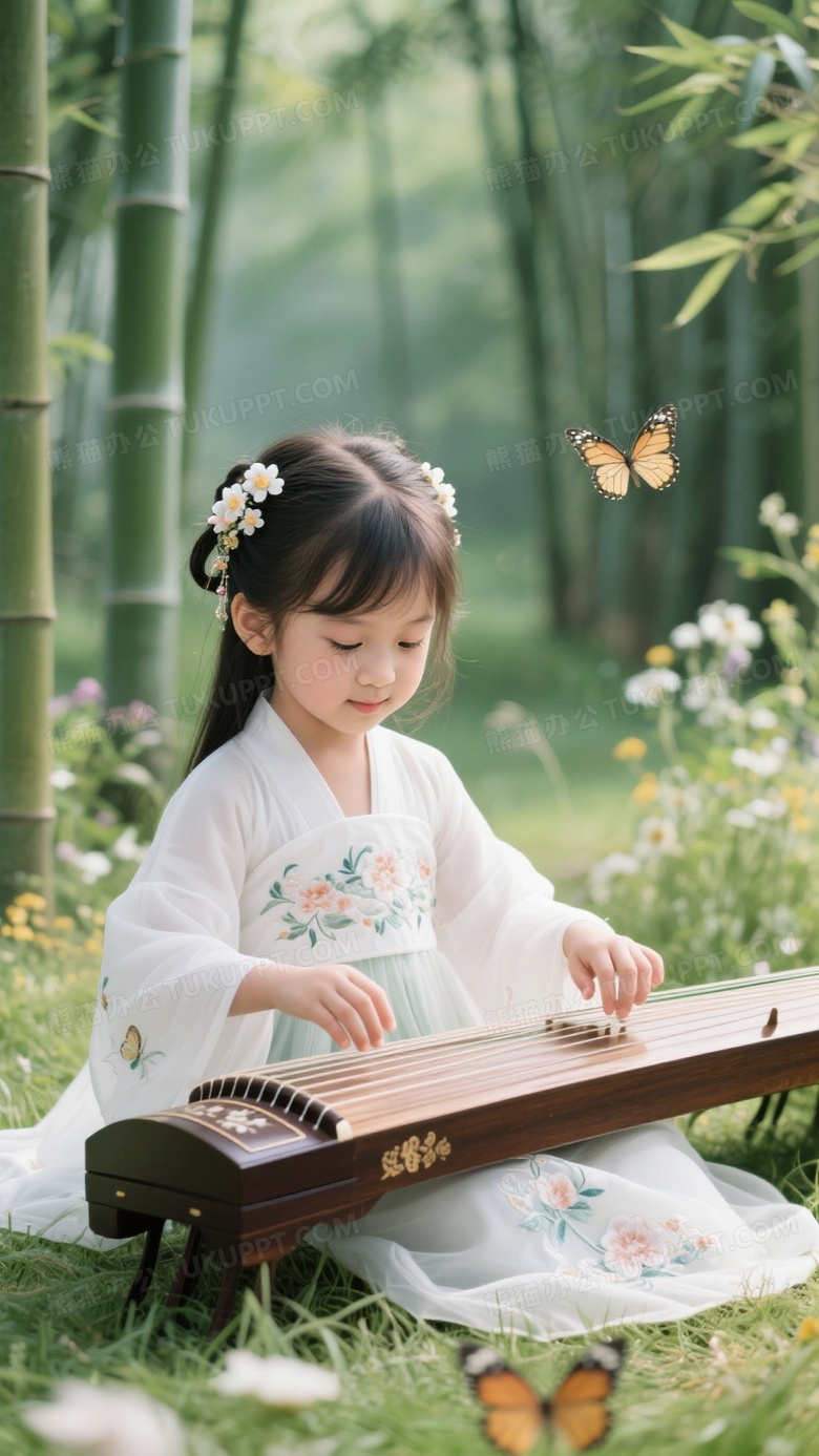 国风童趣全身人像清新自然色调