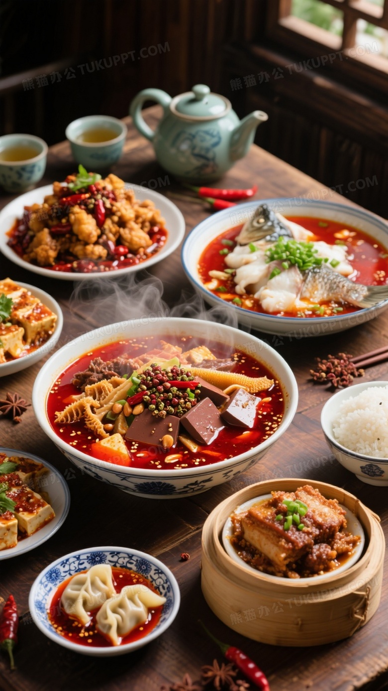 高清摄影温馨的中式木质餐桌