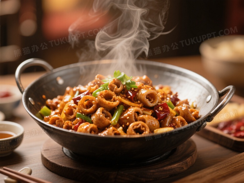 一盆干锅肥肠色香味俱全