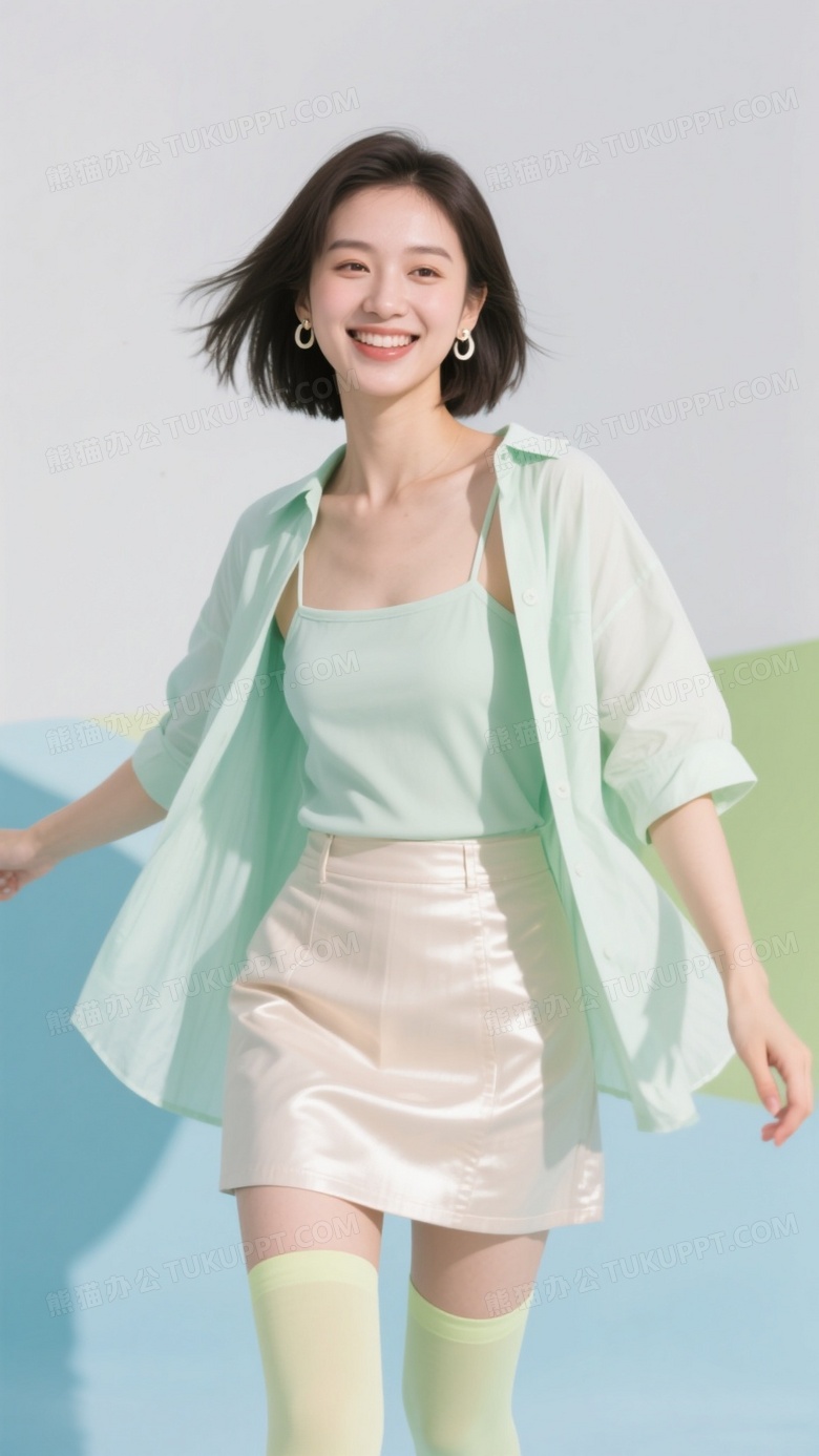 时尚摄影明亮的配色夏末服装