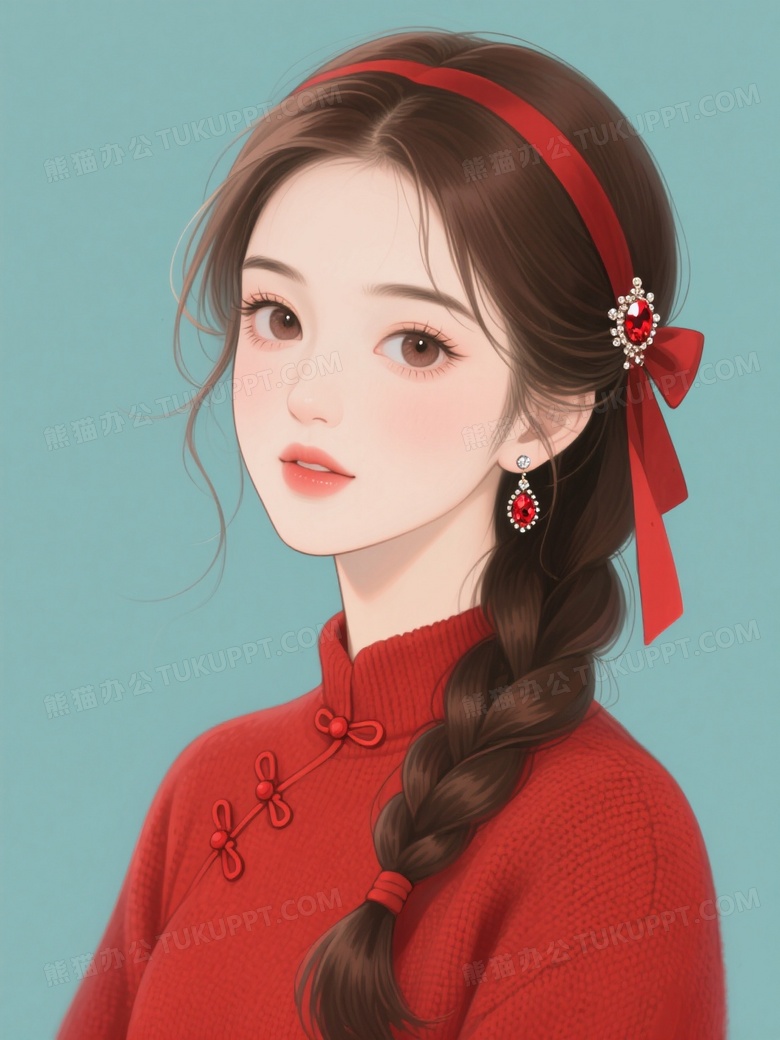 插画现代女性豆蔻少女