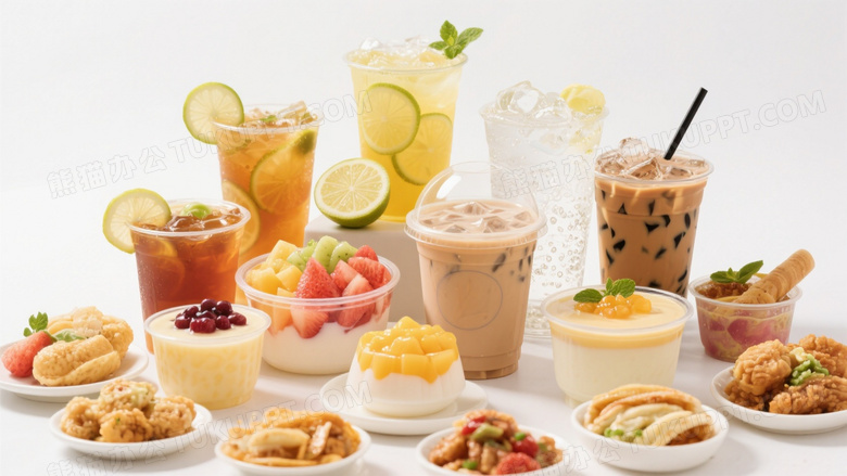 一堆夏日饮品高清摄影图