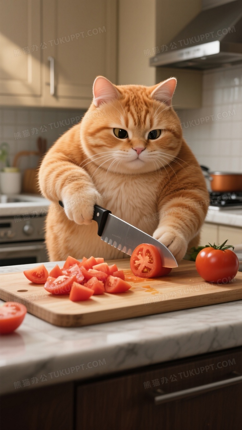 AI绘图提示词拟人化的胖橘猫