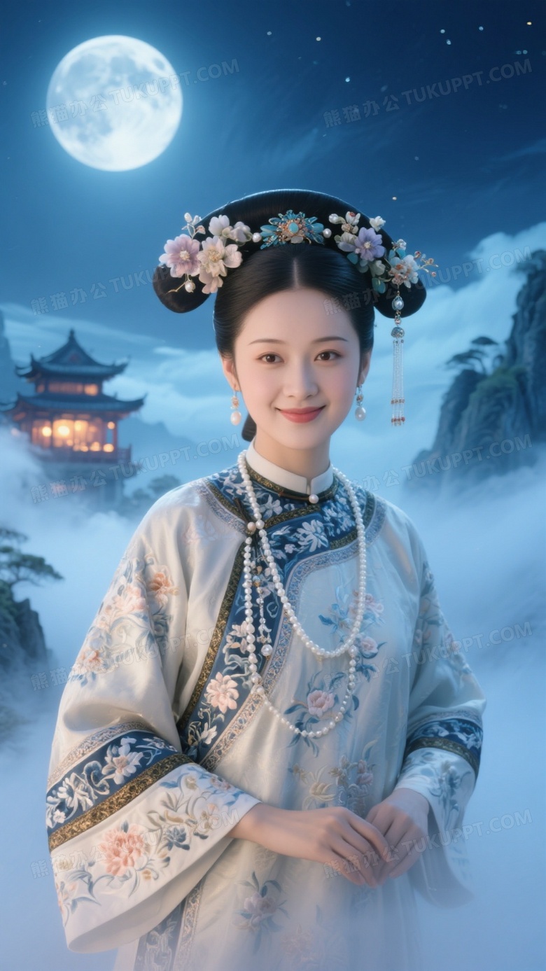 美丽高雅的清格格面部皮肤白净