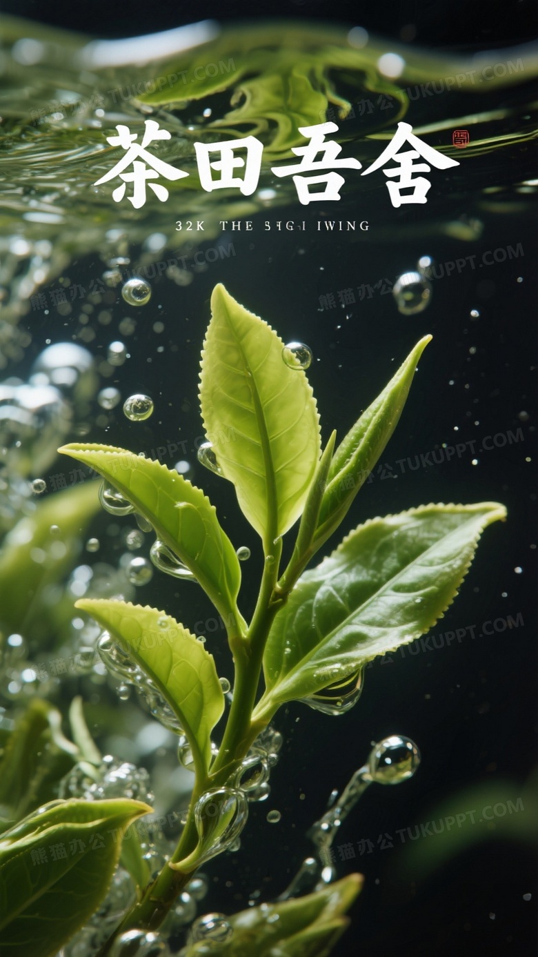 长焦微距苏展开的绿茶在水里翻滚满屏幕