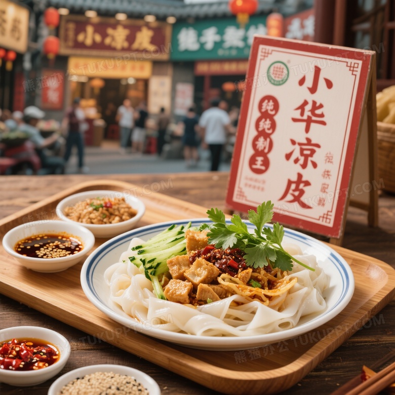 小华凉皮店的一份纯手工制作的凉皮