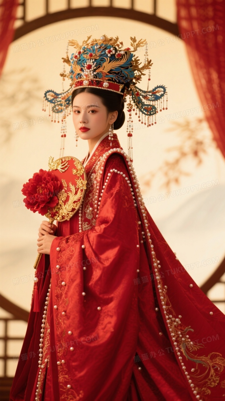 凤冠霞帔华丽红色古装婚服