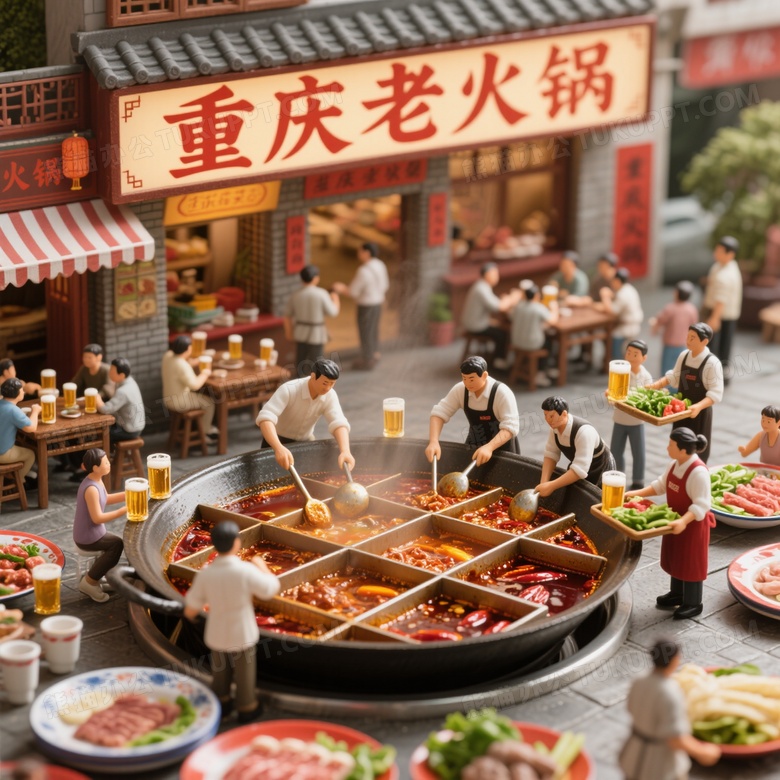 一个巨大的九宫格火锅做成的店铺