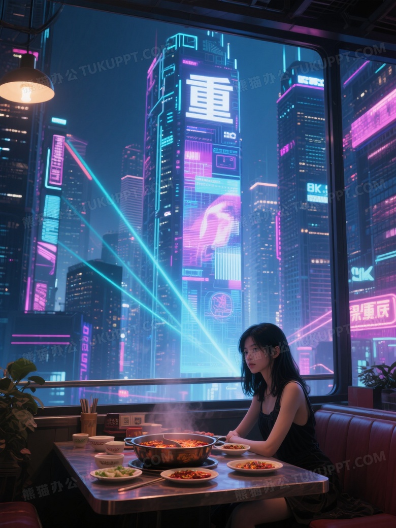 超现实主义未来城市霓虹灯光