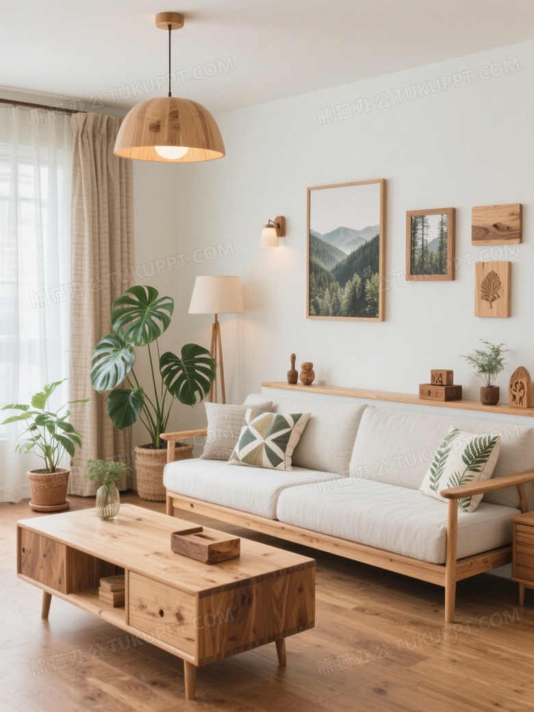 1整体色调以浅木色为主色调