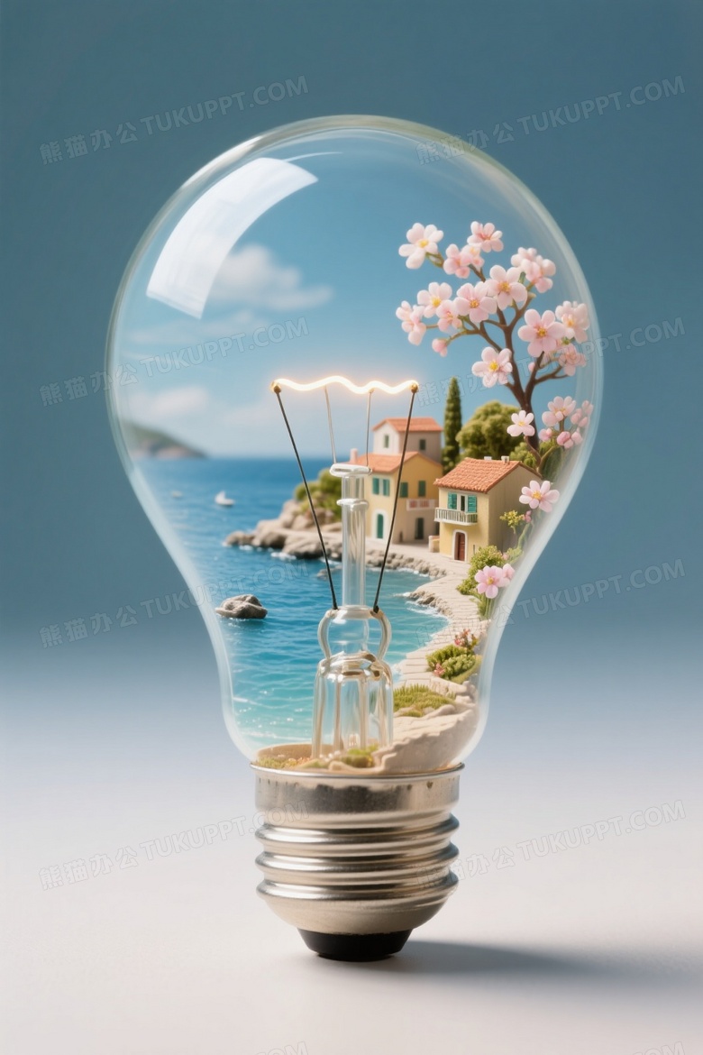 微缩景观微距摄影描绘了一个灯泡内部的世界