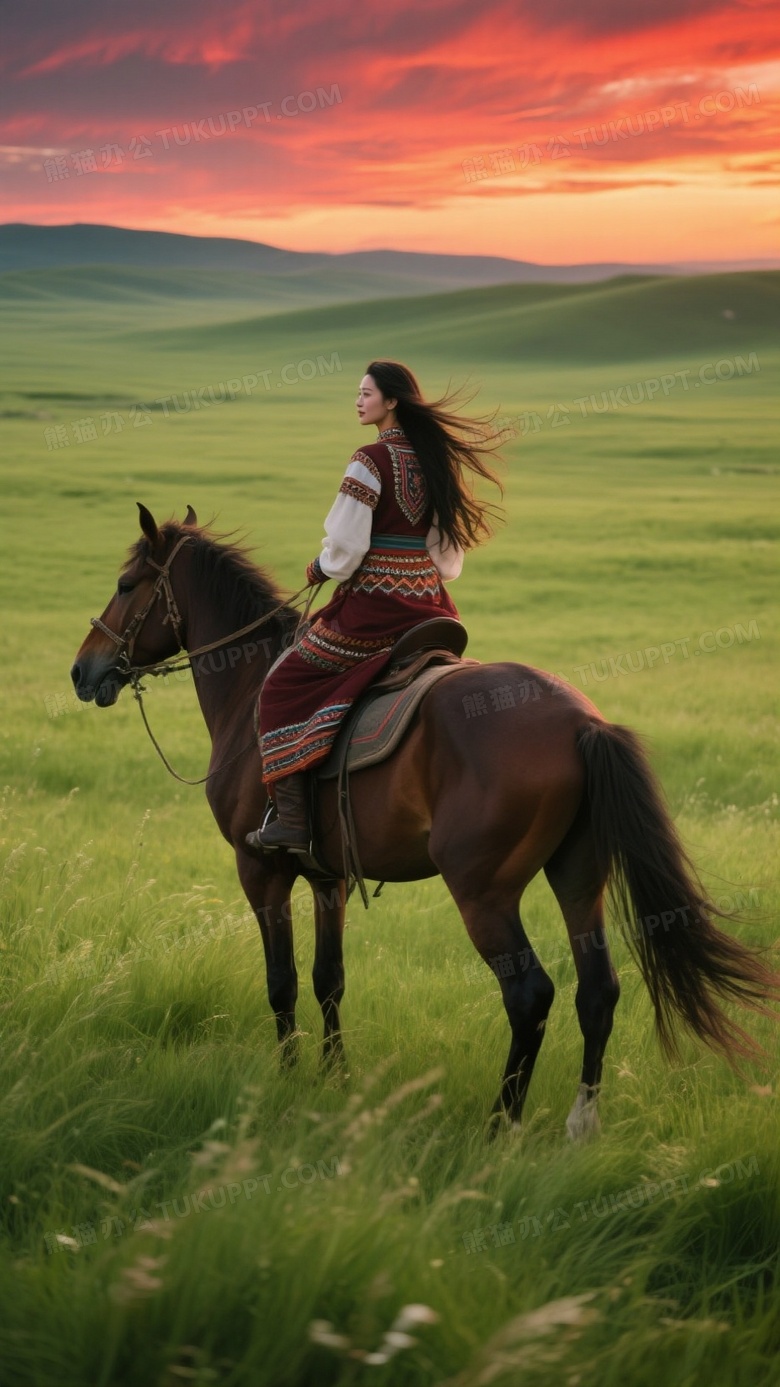 一望无际的草原草郁郁葱葱随风飘摇