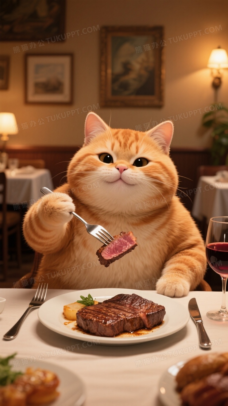 绘图提示词拟人化的胖橘猫