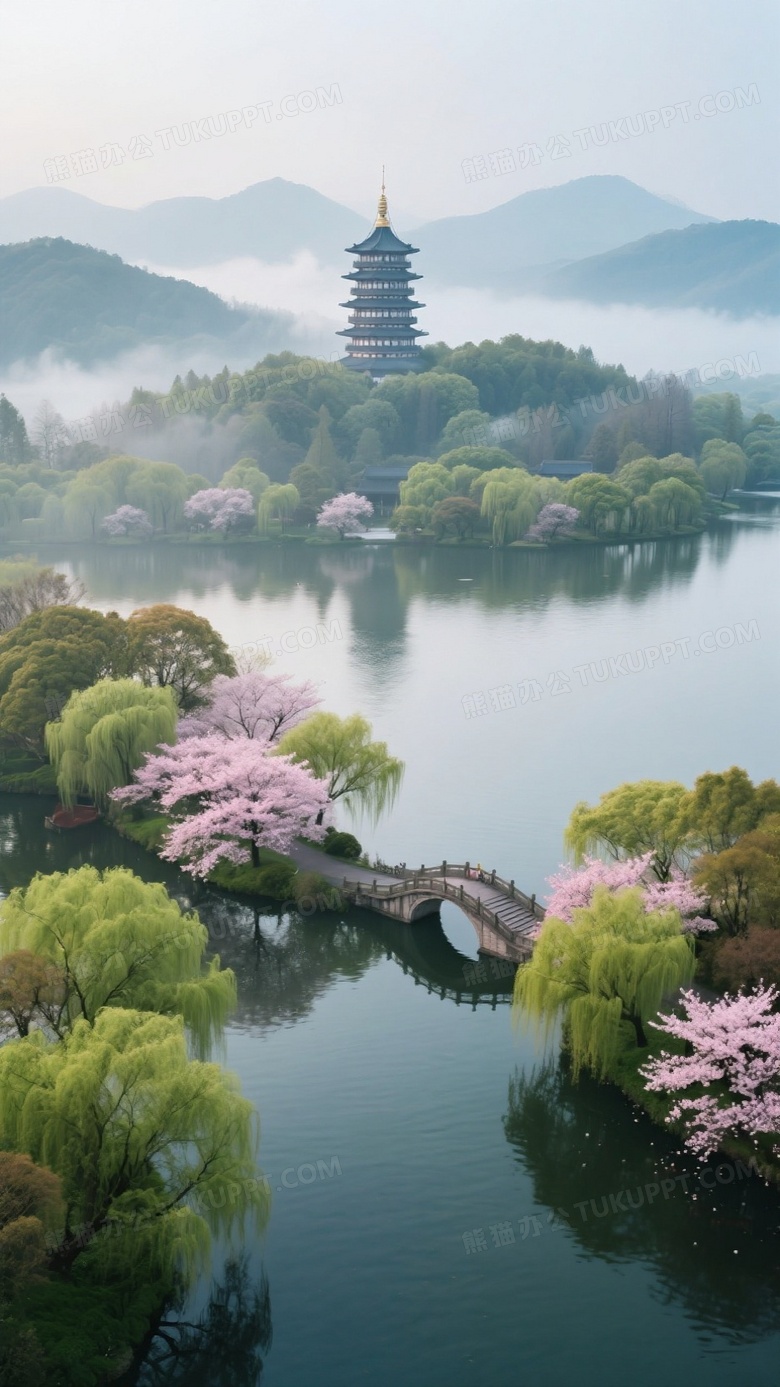 春天美景杭州西湖美景