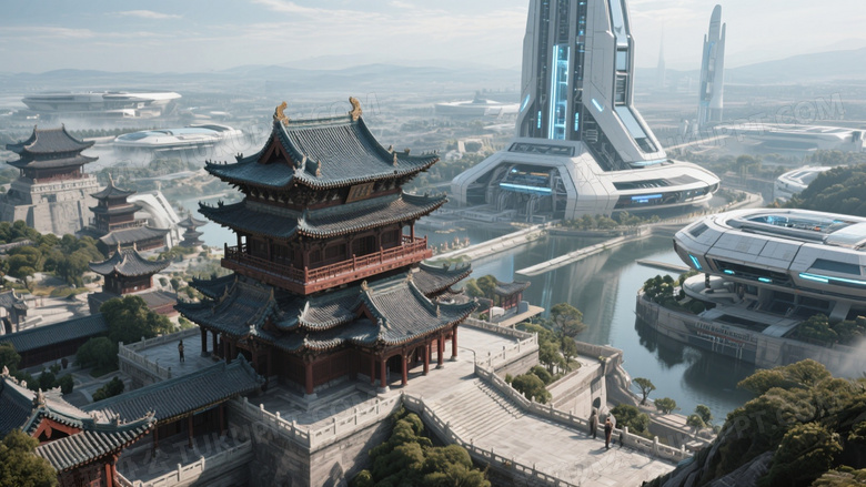 中国古代建筑与未来感建筑结合