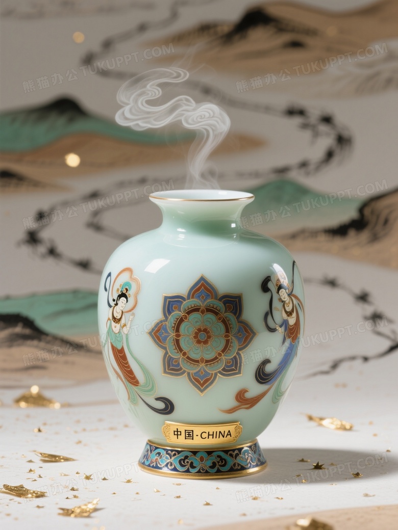 正视图镜头一盏青白玉色中国瓷器茶具居于画面中央