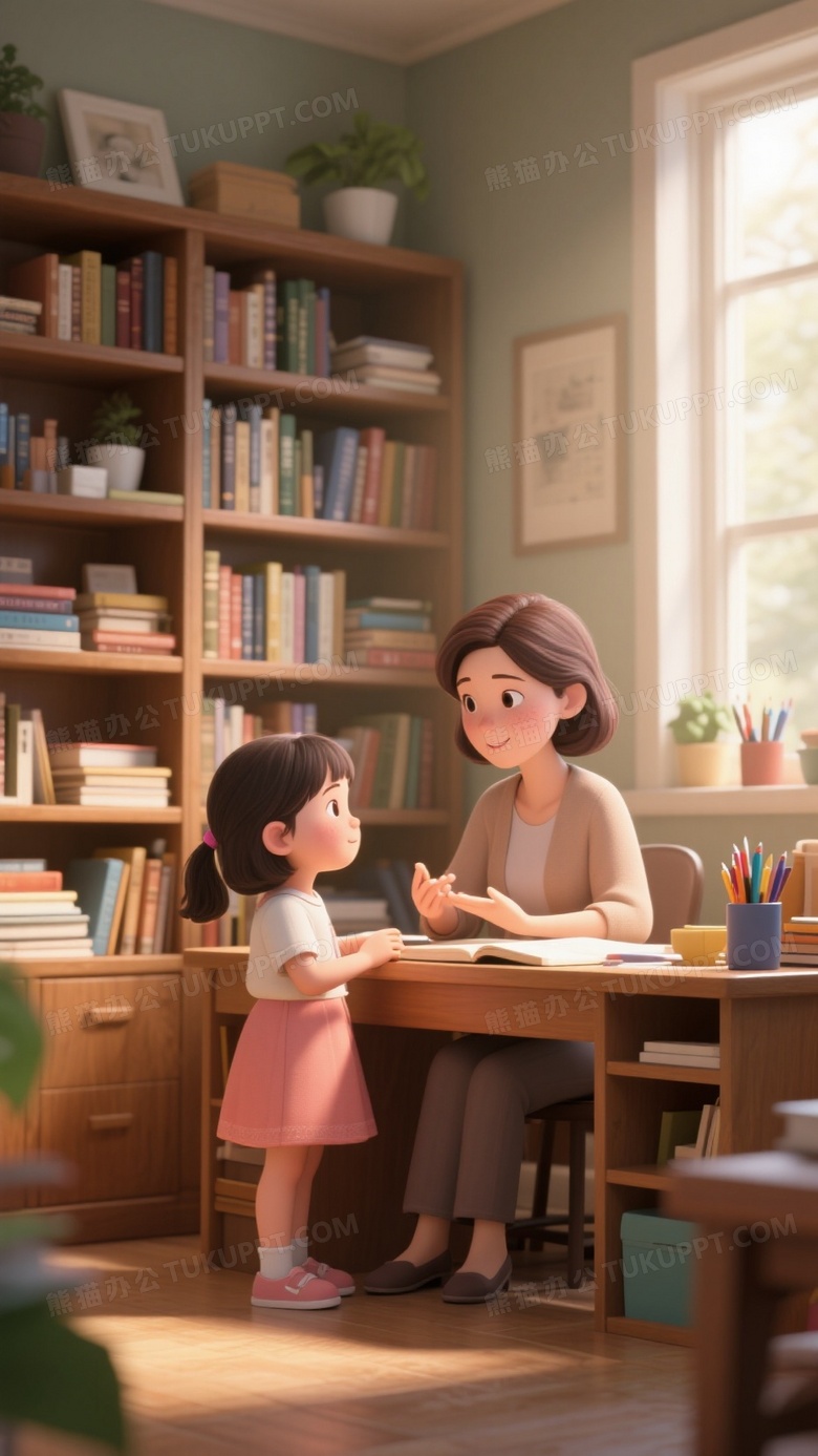 3D卡通风格展现母女对话场景