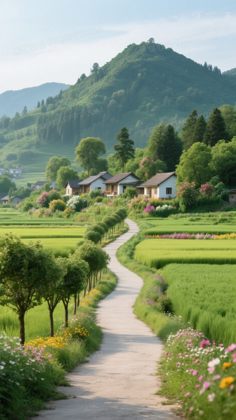 田园山村一条蜿蜒曲折的小路