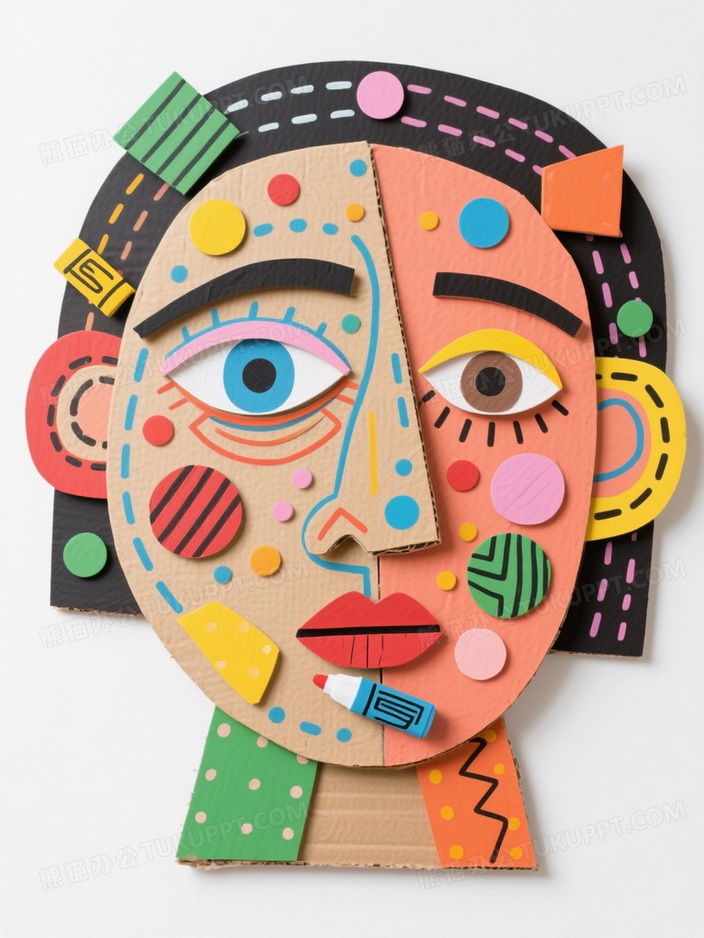 毕加索立奇怪的脸拼贴画