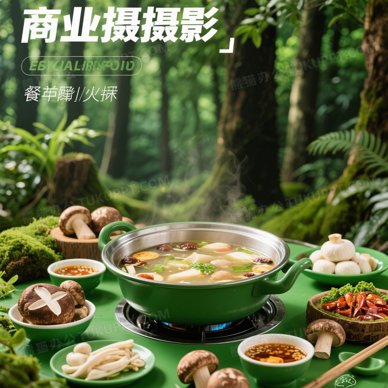 餐饮海报场景菌汤火锅