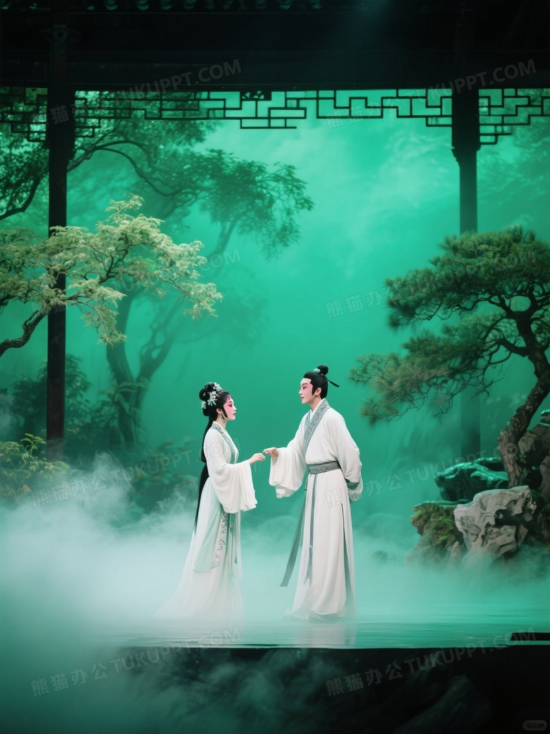 青浓绿白配色非常规独特构图