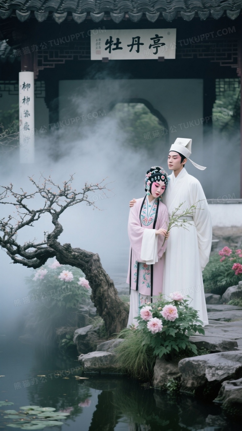 昆曲游园惊梦云雾缭绕中