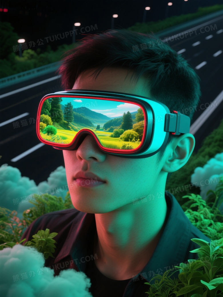 精美的写实摄影插图呈现出赛博朋克风格