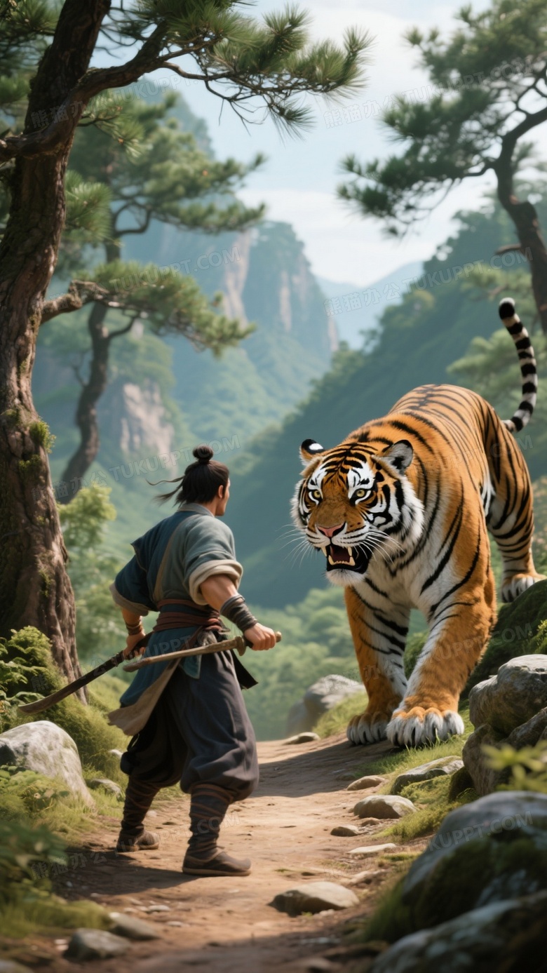 古代侠客武松在景阳冈