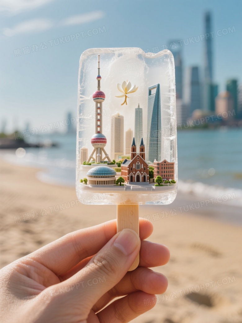 文创雪糕东方明珠超写实摄影风格