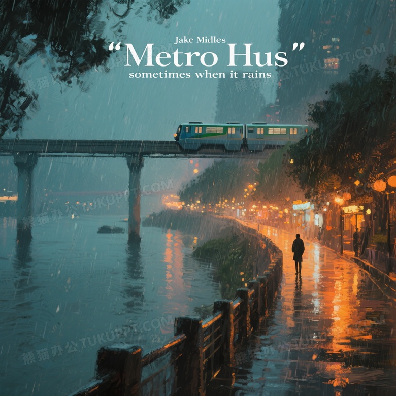 以印象派风格绘画小雨晚上重庆江边夜色