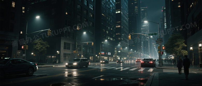 超写实质感夜晚城市大场景