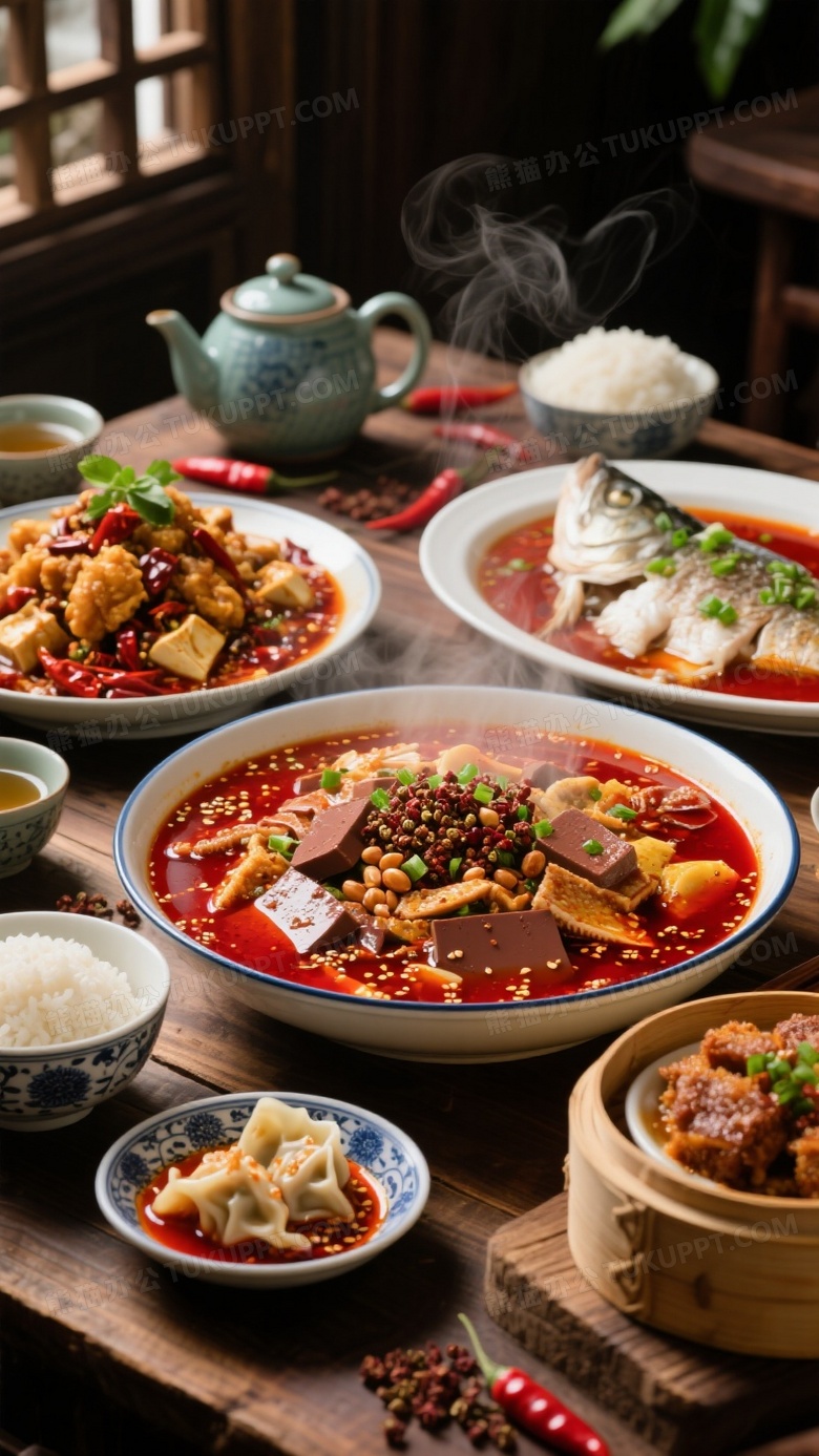 高清摄影温馨的中式木质餐桌