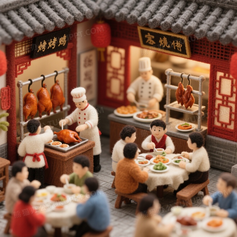 微观摄影羊毛毡风格烤鸭店