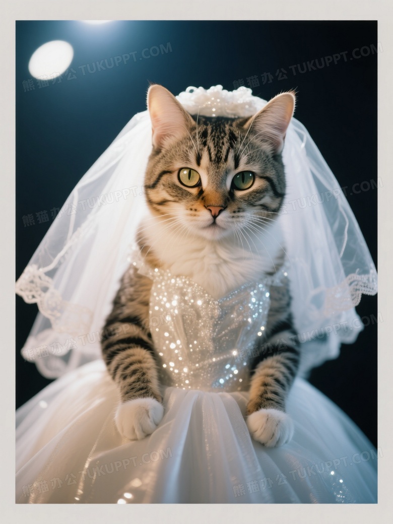 胶片摄影穿婚纱的猫咪